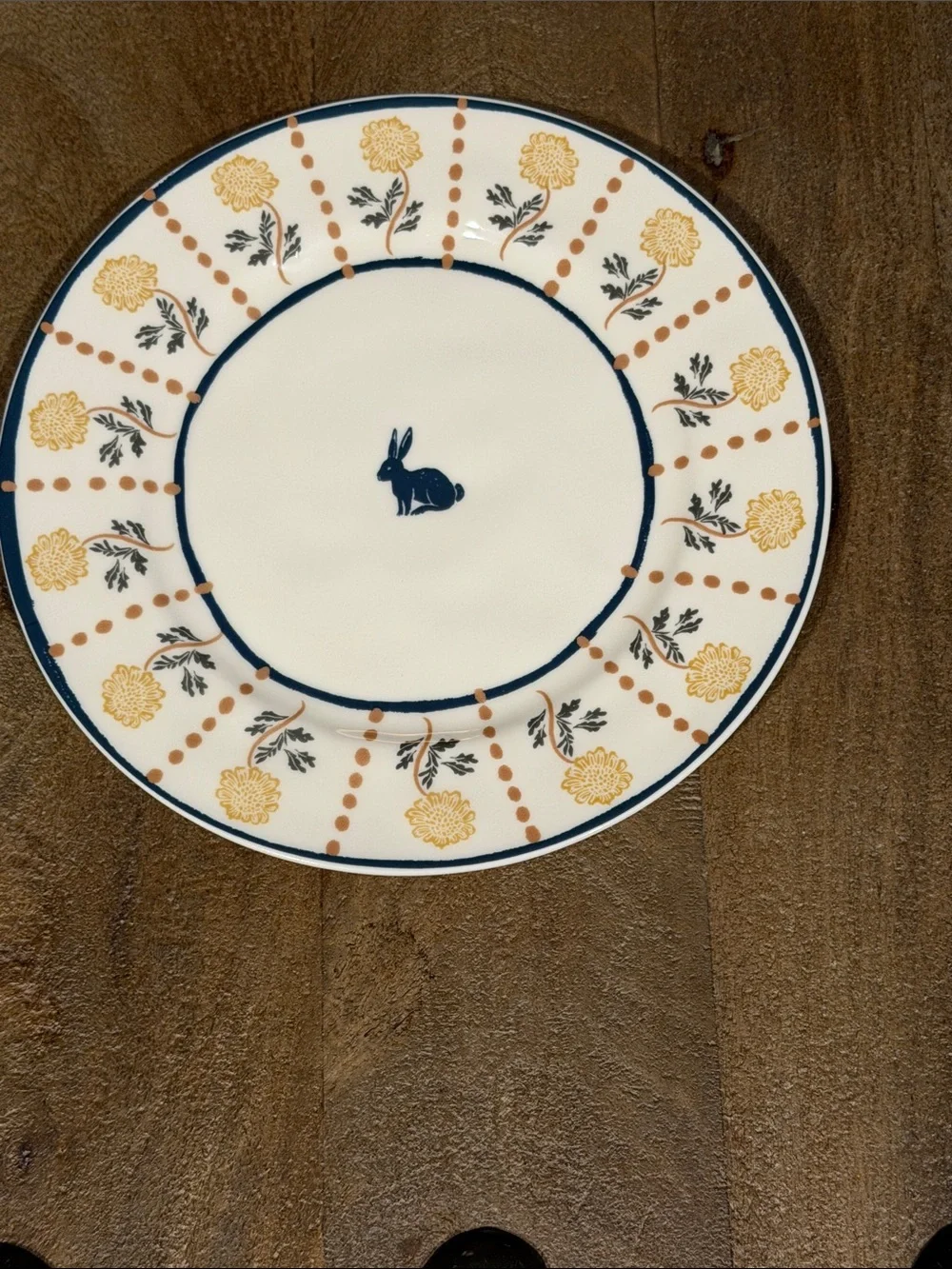 Anthropologie Millie Stoneware Dessert Salad Plate Bunny Rabbit HandPainted